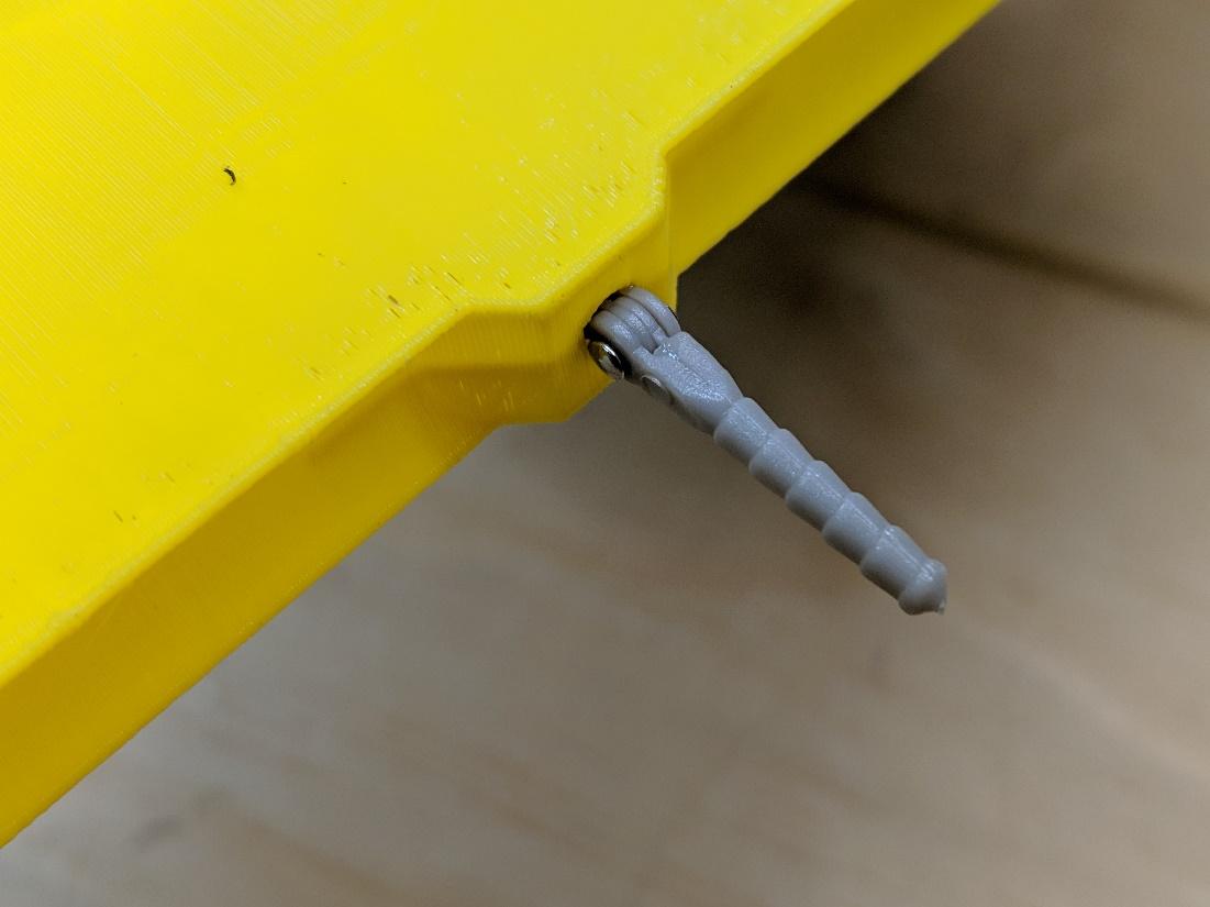 Hinge pins pushed into the horizontal tail mount holes