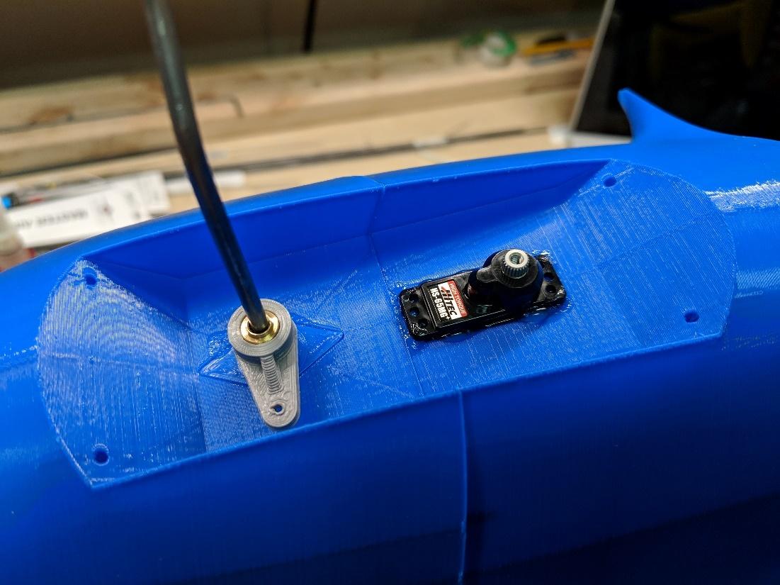 Nose steering servo fixed in place