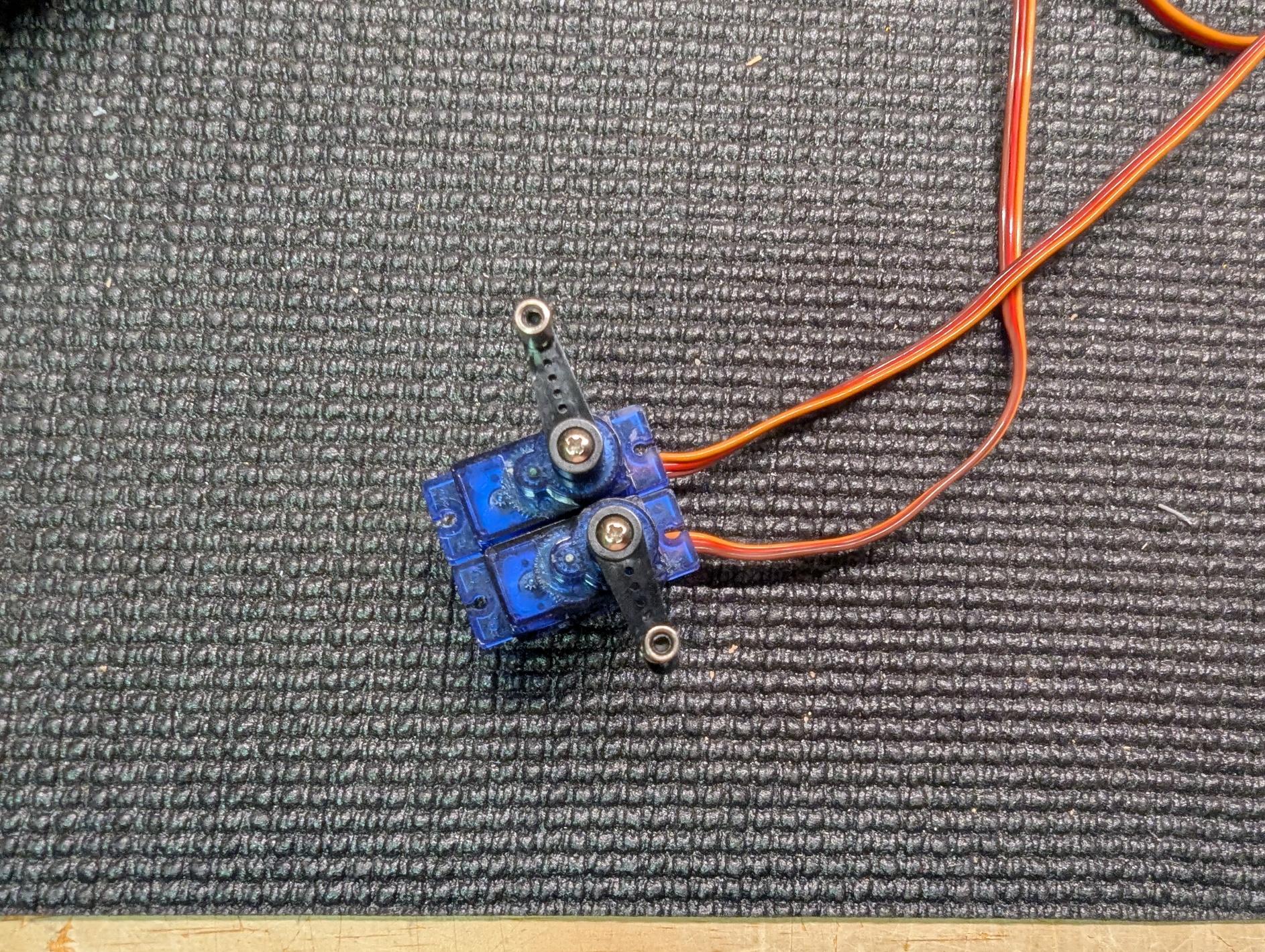 Two servos prepared and centered
