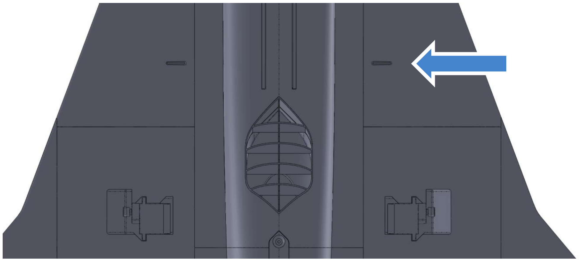 Recommended CG marked with grooves on the underside of the wings