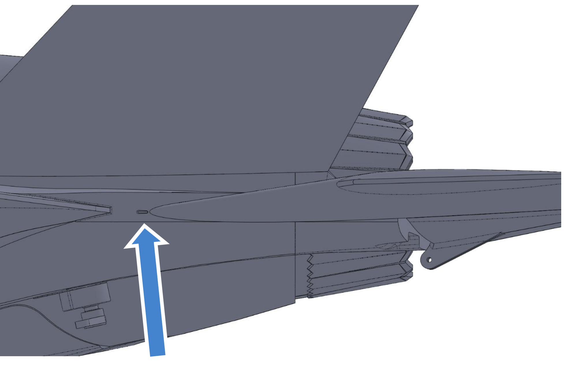 Stabilator neutral position marked on the aft fuselage