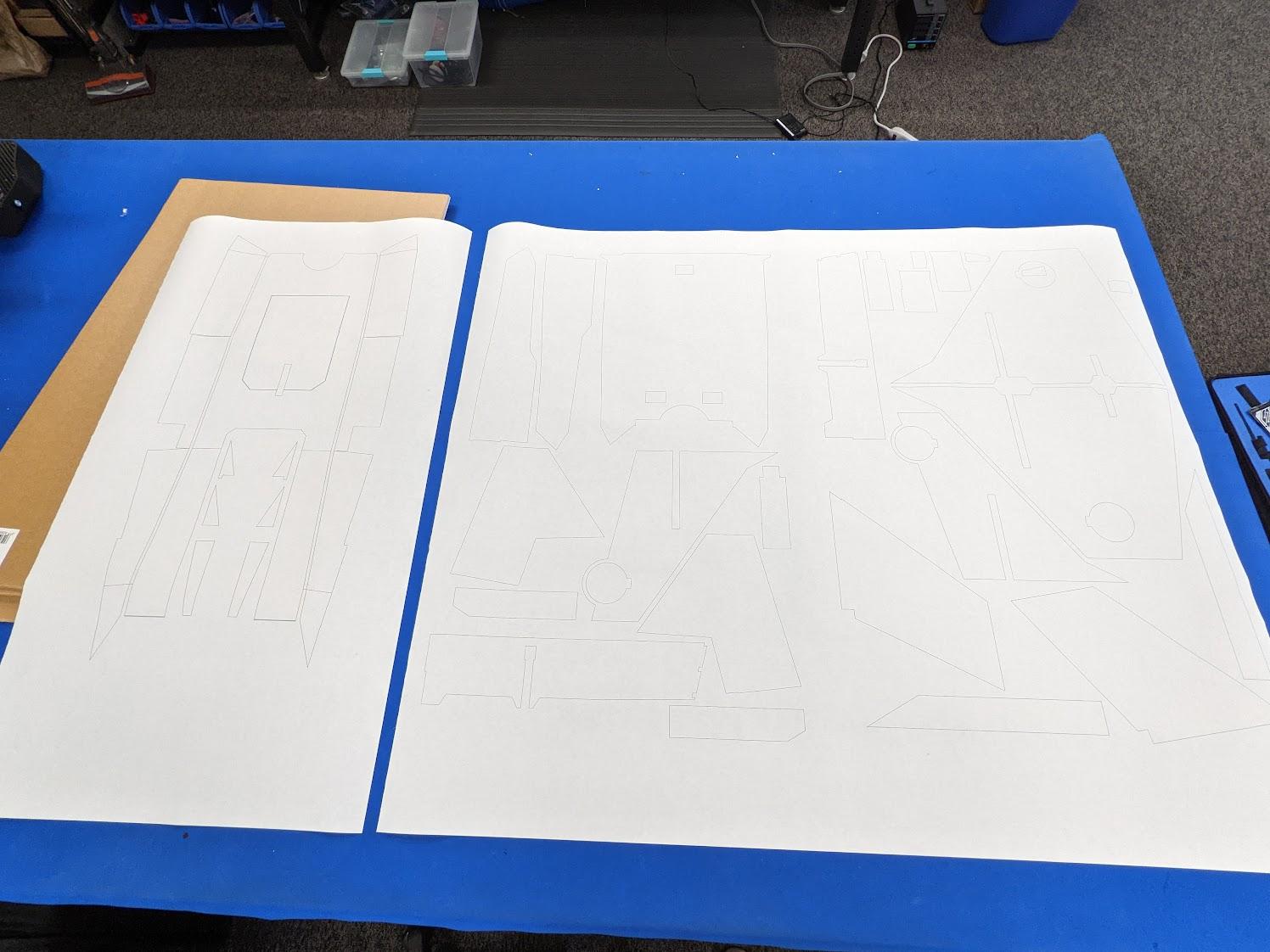 Templates adhered to foam board