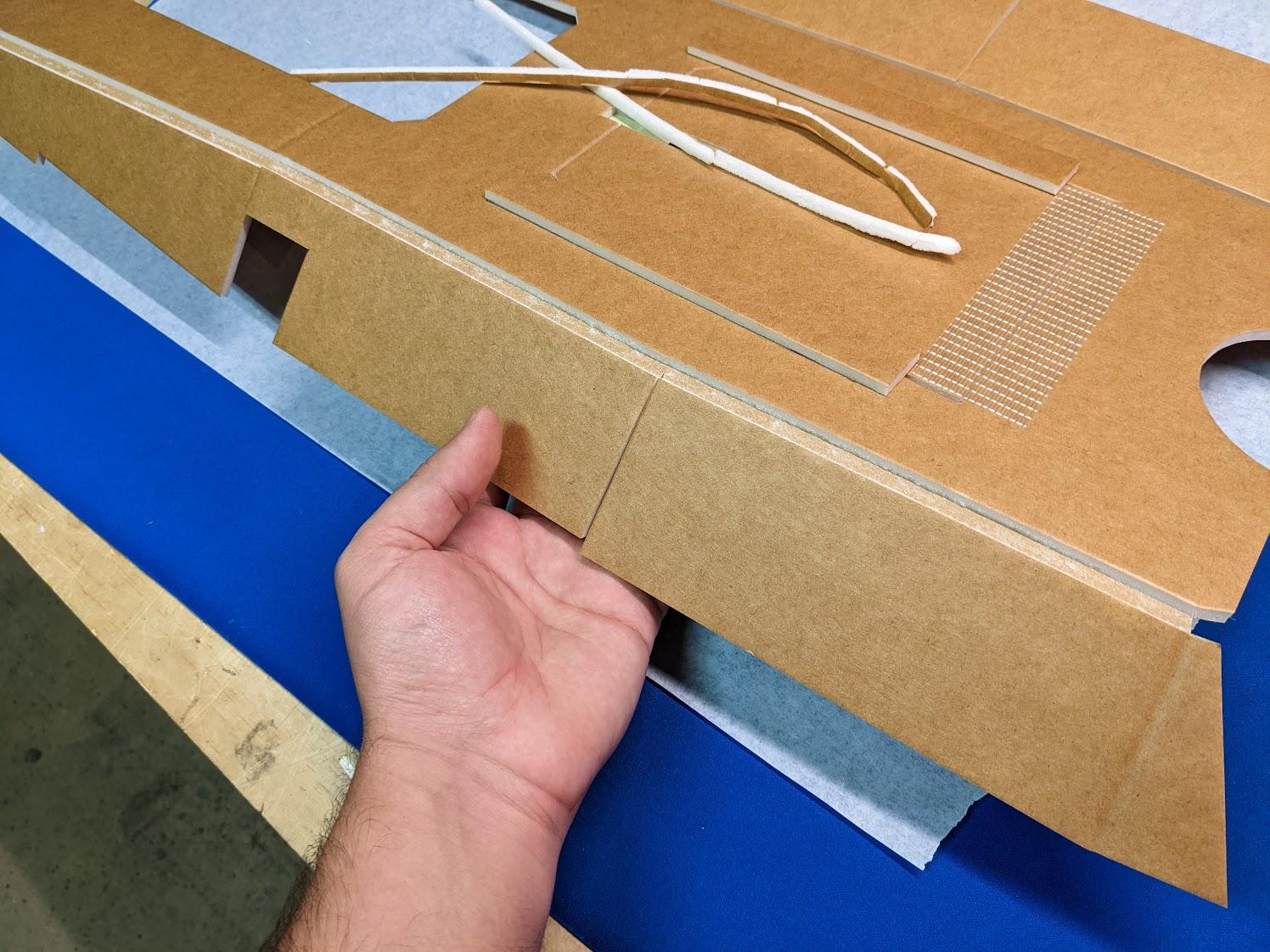 Seams exposed for folding