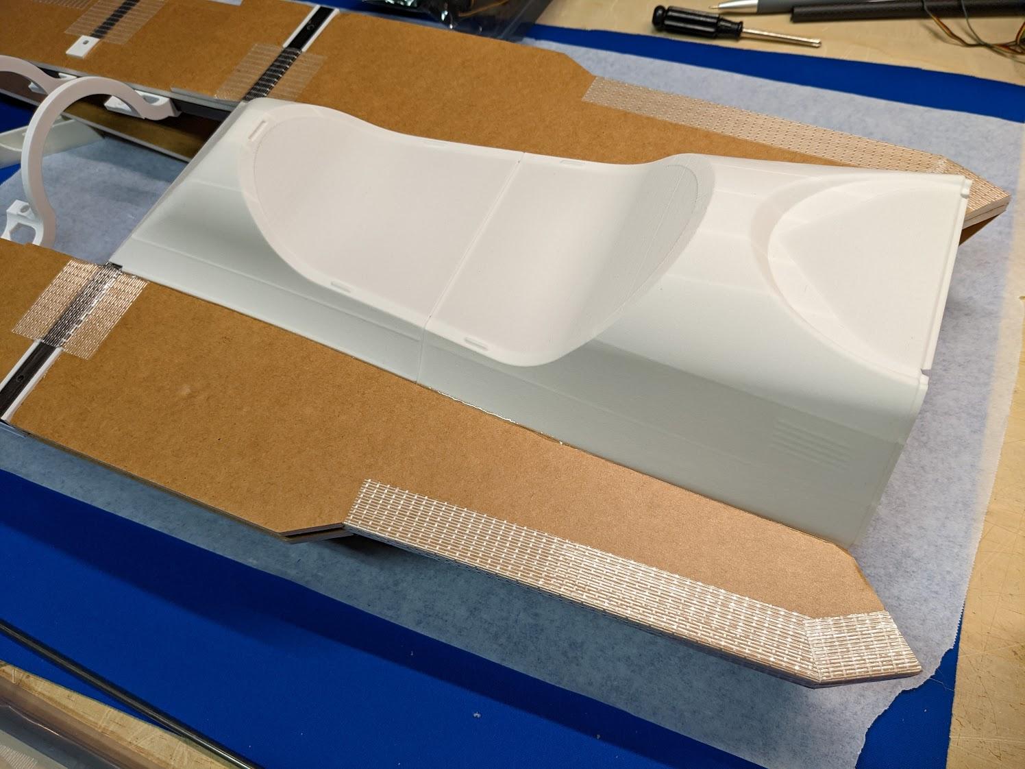 Upper fuselage glued to center section