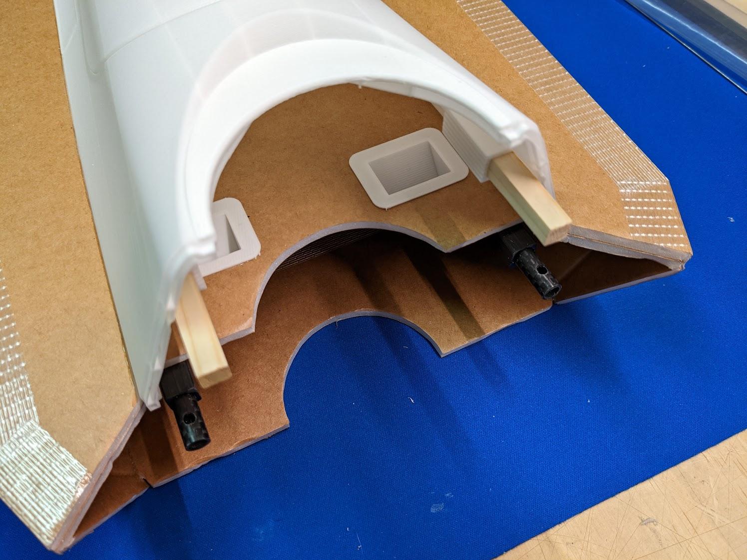 Wood dowel joiners glued in
