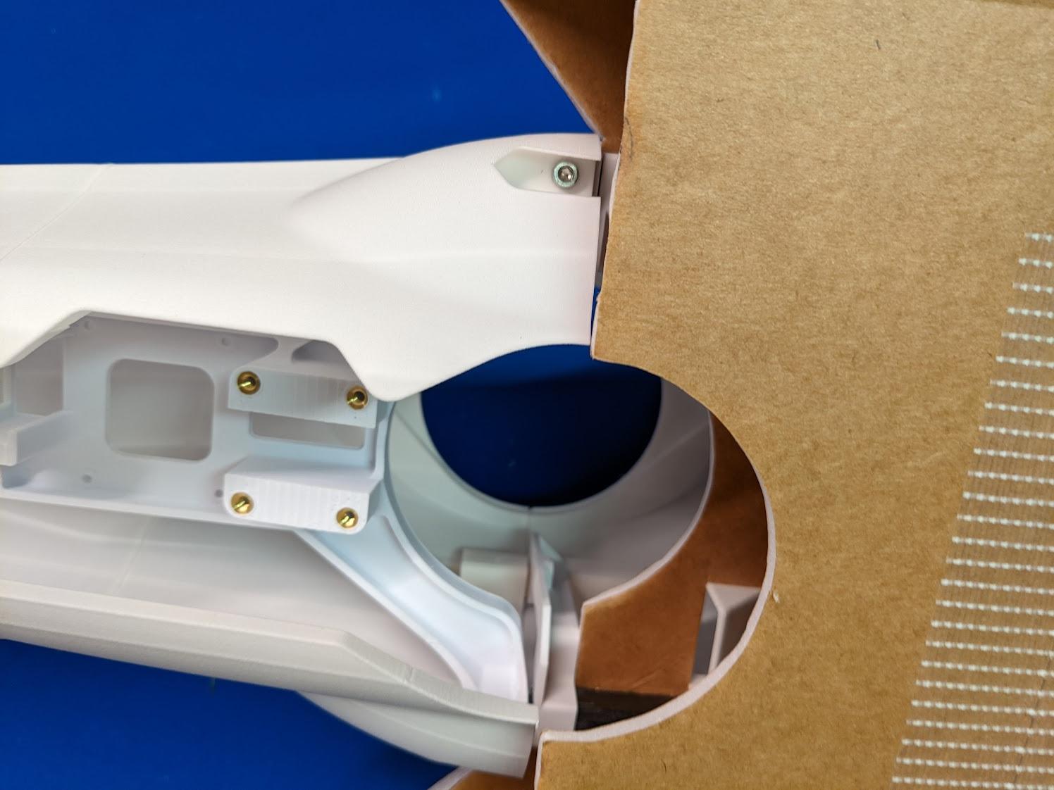 Underside nose screws installed