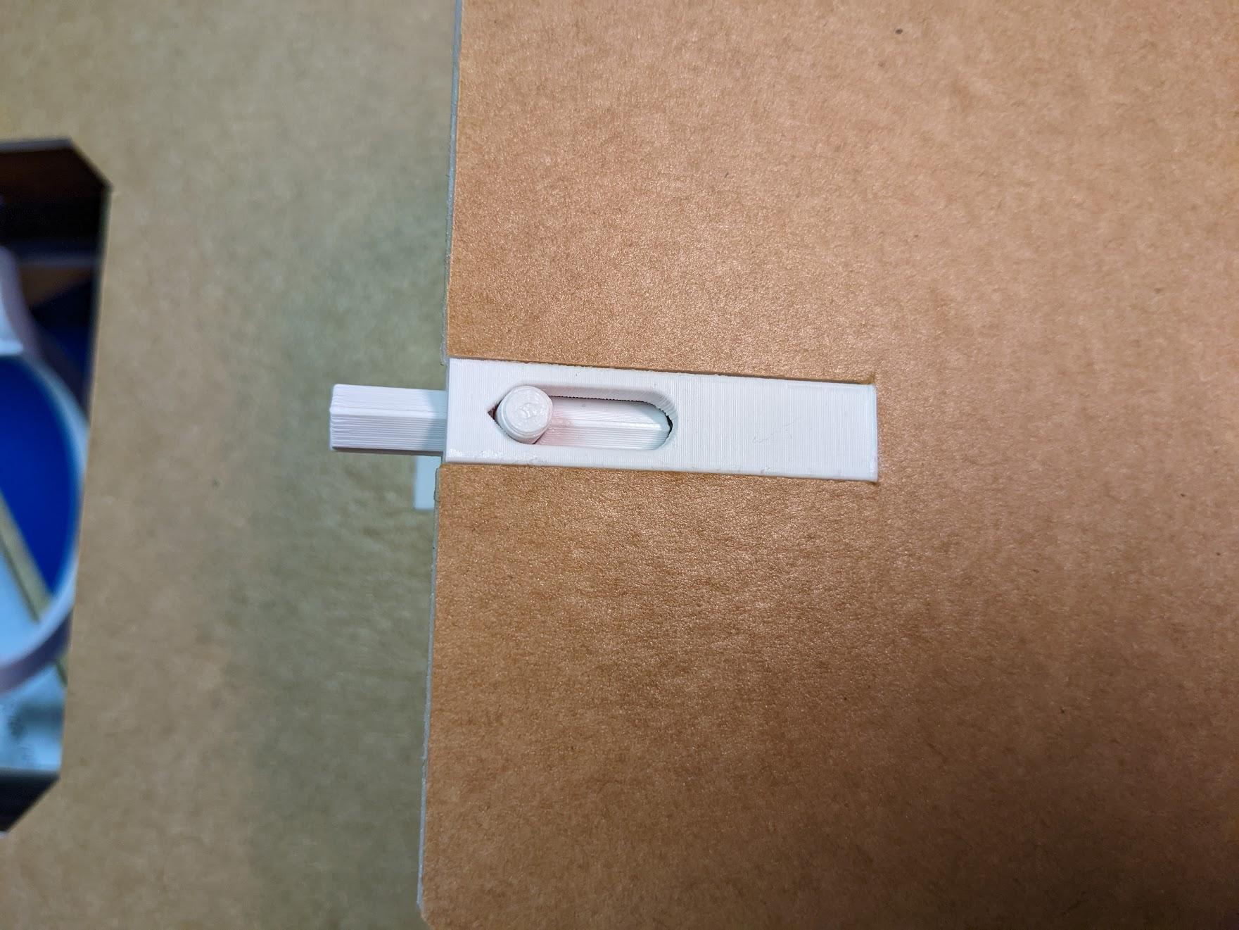 Hatch latch glued into the panel