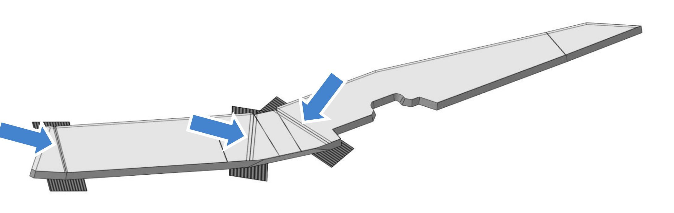 Three additional bevel cut locations