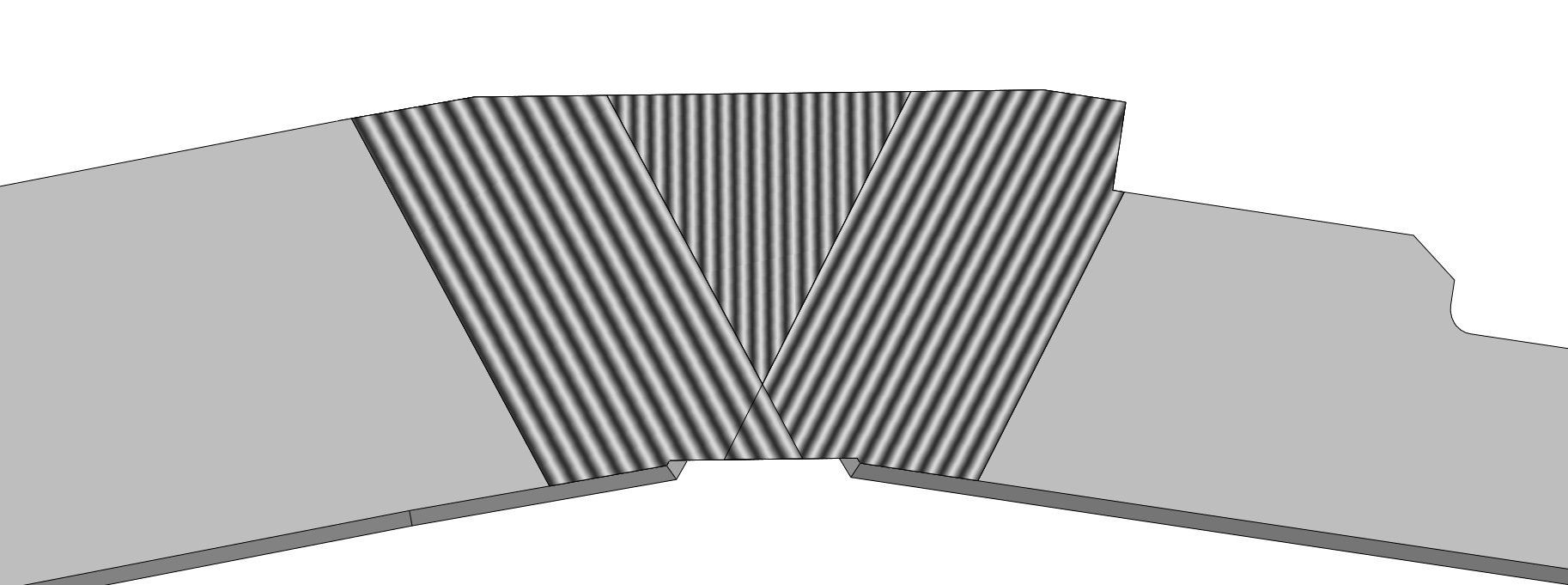 Triangular section filled with tape