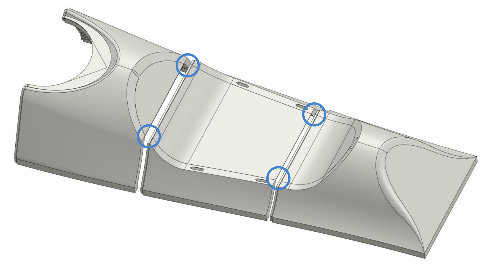 Notches for the upper fuselage sections