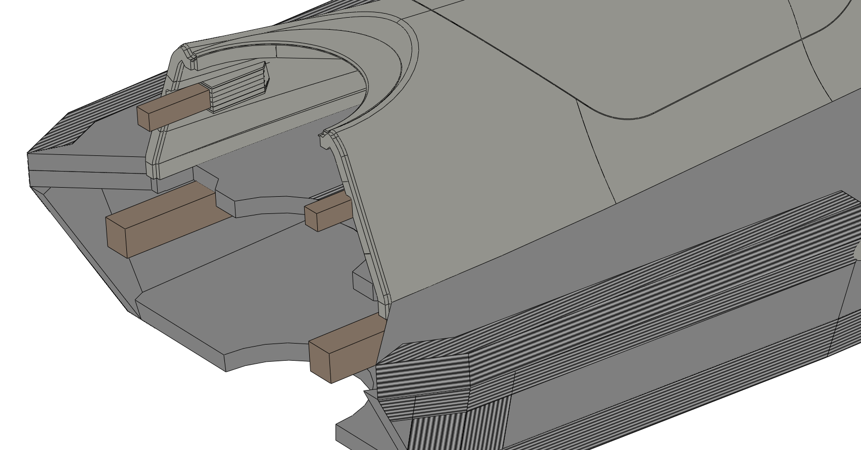 Wood square dowels glued into the upper fuselage
