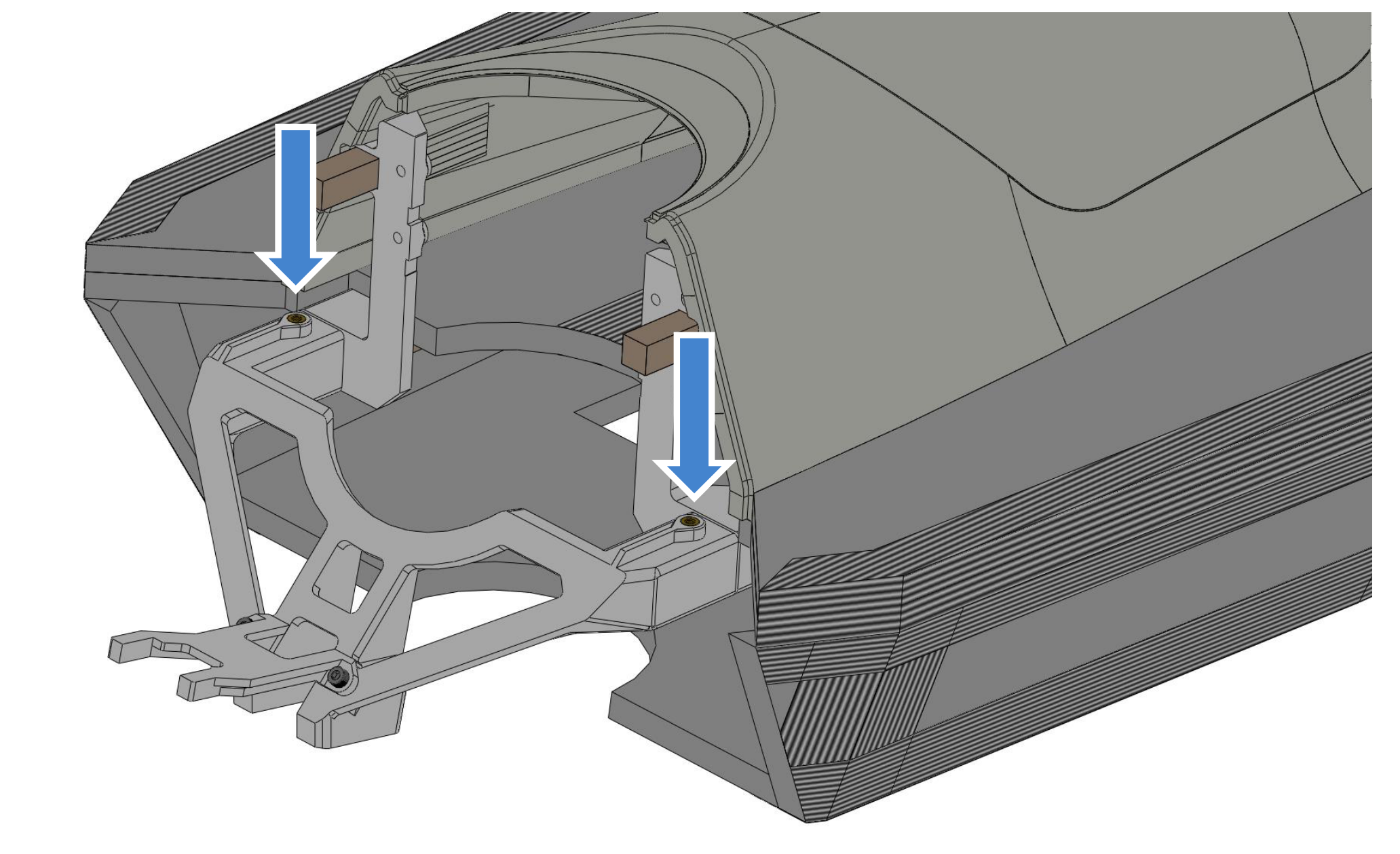 Nose gear mount on the square dowels