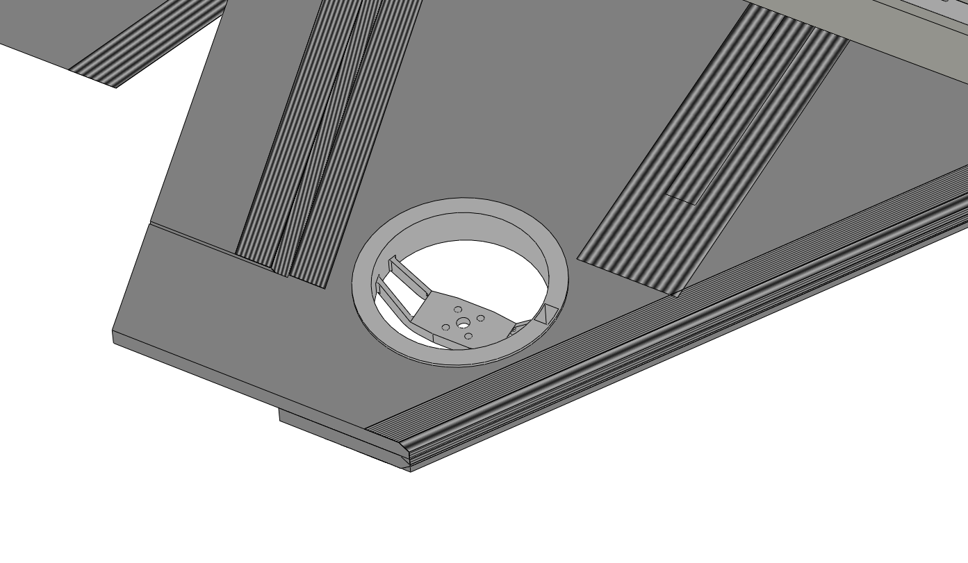 Roll thruster housings glued into the wings