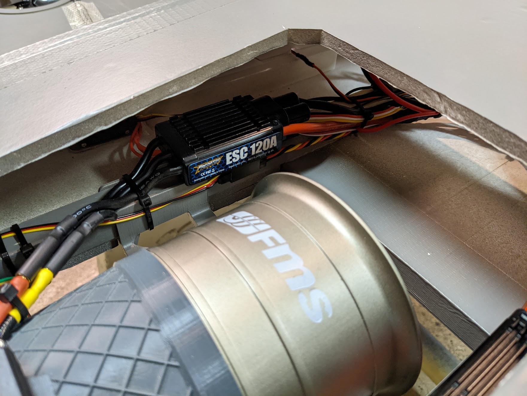 ESCs secured inside the lower fuselage