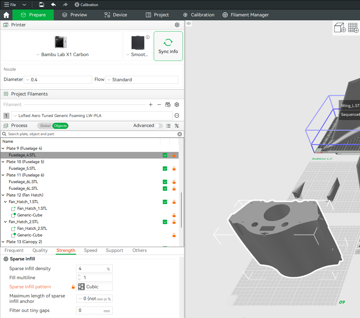 Per-object settings in the Objects panel