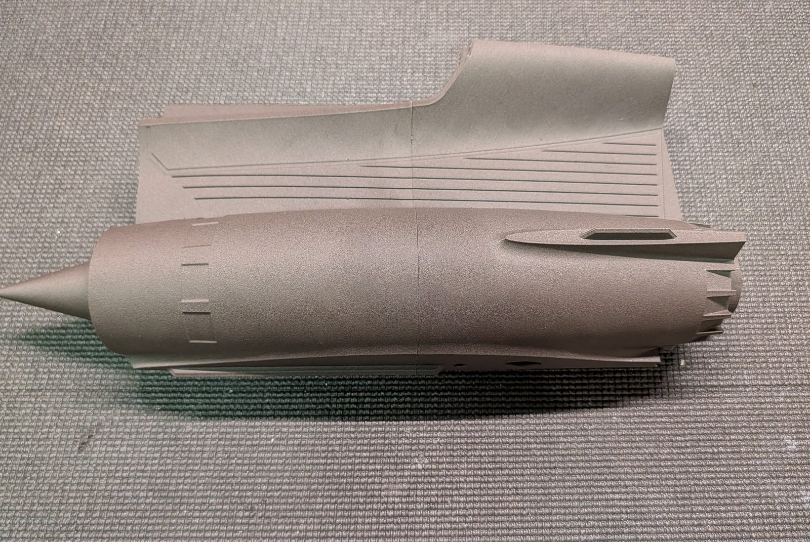 One fuselage side assembled