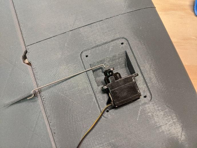 Ruddervator servo dry fit in the stabilizer