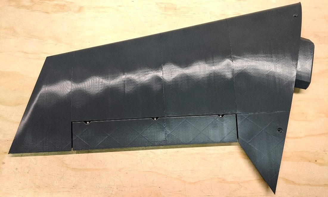 Flaperon installed on its hinge pins