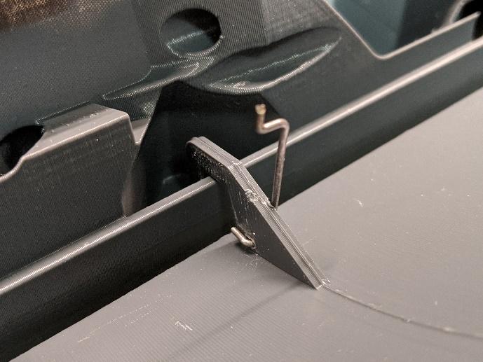 Pushrods inserted into the gear door control horns