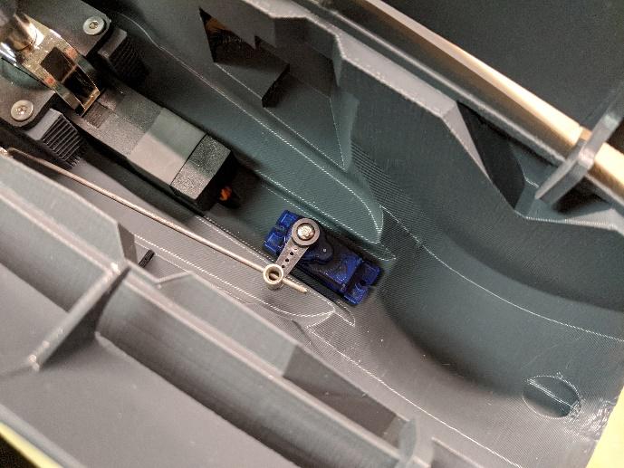 Nose wheel steering servo screwed in place
